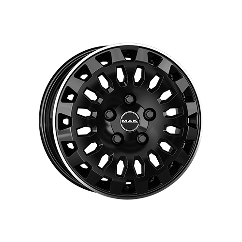 Alu kola MAK OVERLAND, 16x6.5 6x120 ET51, černá lesklá + leštěný límec (zátěžová)