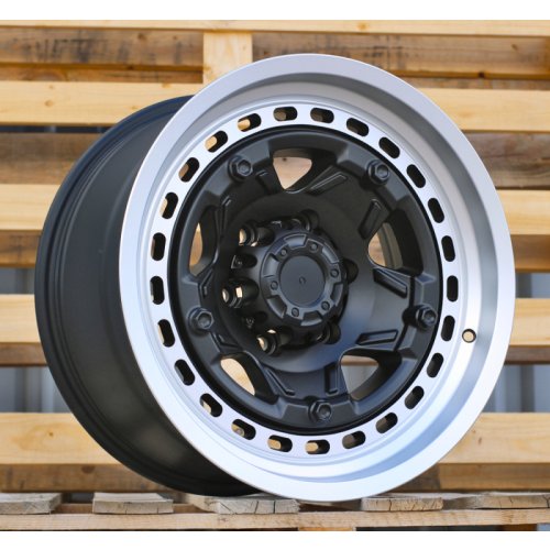 Alu kola Racing Line JT186, 17x9 6x139.7 ET, černá matná + leštěný límec (zátěžová)