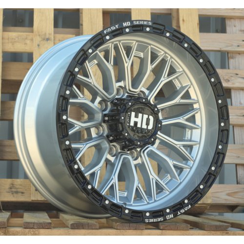 Alu kola Racing Line D1973, 20x10 8x180 ET, stříbrná + černá (zátěžová)