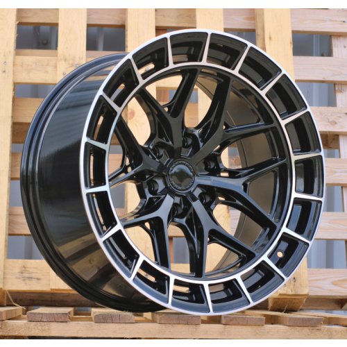 Alu kola Racing Line D1986, 20x10 6x139.7 ET-10, černá + leštěný límec (zátěžová)