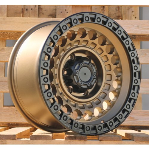 Alu kola Racing Line JT220, 17x9 6x139.7 ET, bronzová + leštěný límec