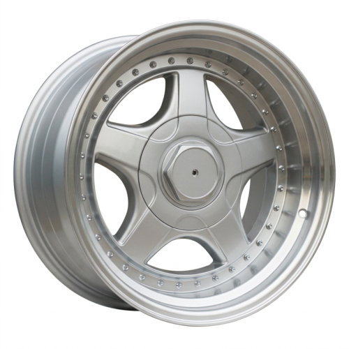 Alu kola Racing Line 7813F, 17x8.5 5x120 ET20, stříbrná + leštěný límec