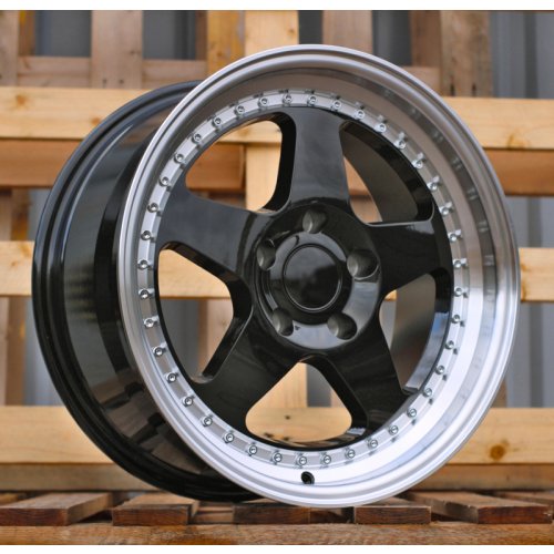 Alu kola Racing Line HE750, 17x8 5x120 ET34, černá + leštěný límec