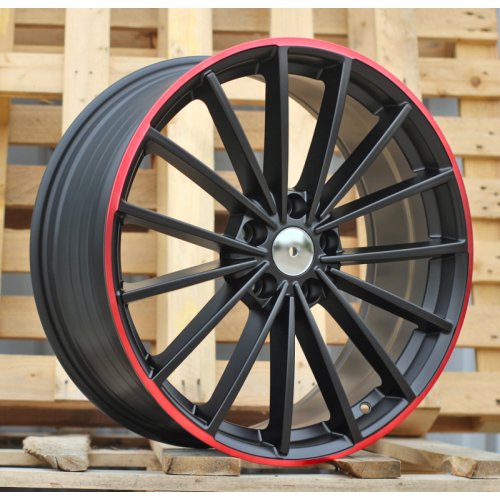 Alu kola Racing Line I0383, 19x8 5x112 ET45, černá matná + červený límec (zátěžová)