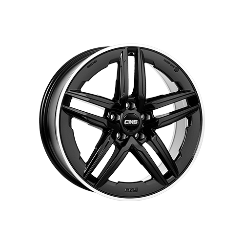 Alu kola CMS C29-AERO, 19x8.5 5x112 ET35, černá lesklá + leštěný límec (zátěžová)