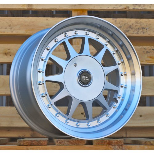 Alu kola Racing Line LU596, 15x7.5 4x100 ET20, stříbrná + leštěný límec