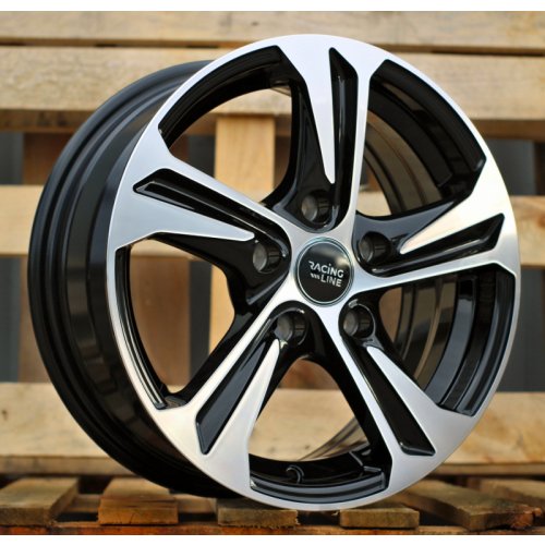 Alu kola Racing Line B1242, 16x6.5 5x114.3 ET40, černá + leštění