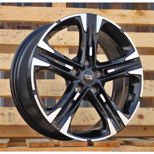 Alu kola Racing Line H3482F, 18x7.5 5x114.3 ET50.5, černá + leštění