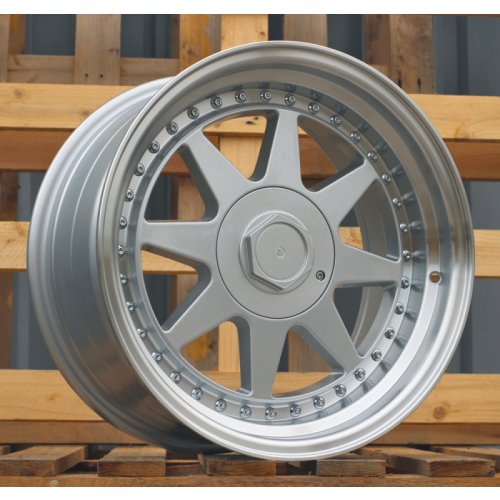 Alu kola Racing Line 7905F, 17x7.5 4x100 ET30, stříbrná + leštěný límec
