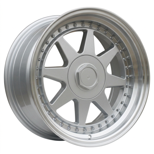 Alu kola Racing Line 7905F, 17x8.5 4x100 ET25, stříbrná + leštěný límec