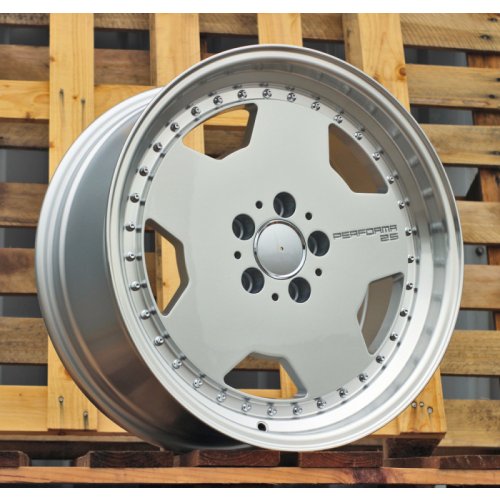 Alu kola Racing Line B5852, 17x8 5x112 ET35, stříbrná + leštěný límec
