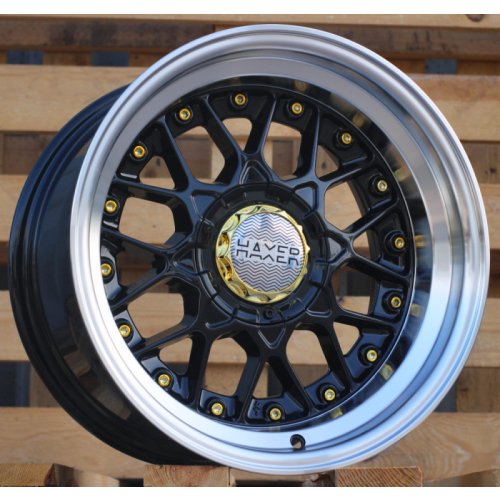 Alu kola Haxer A8078, 16x9 8x100 ET10, černá + leštěný límec
