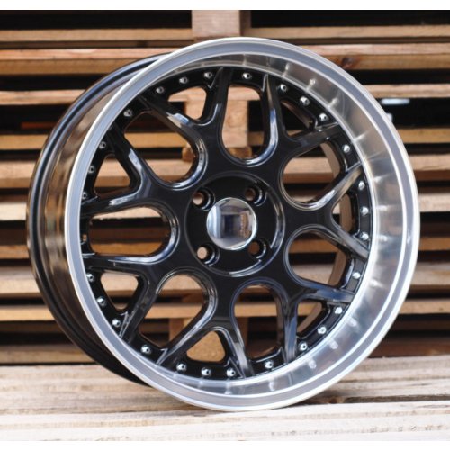 Alu kola Racing Line FR762, 16x7 3x112 ET30, černá + leštěný límec