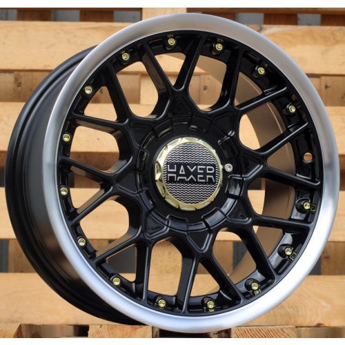 Alu kola Haxer L1879, 15x8 8x100 ET30, černá + leštěný límec