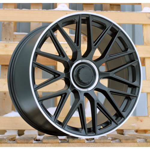 Alu kola Racing Line B1766, 22x10 5x112 ET43, černá matná + leštěný límec