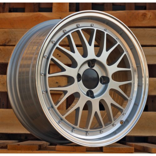 Alu kola Racing Line A1025, 15x6.5 4x100 ET35, stříbrná + leštěný límec