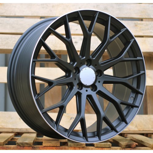 Alu kola Racing Line YS1180, 19x8 5x112 ET40, černá matná + leštěný límec (zátěžová)