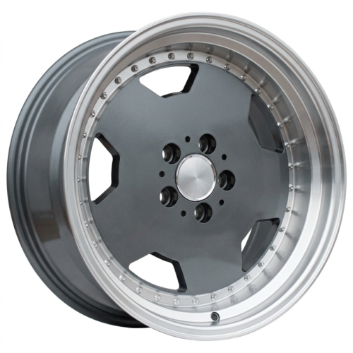 Alu kola Racing Line B5852, 17x8 5x112 ET25, šedivá + leštěný límec
