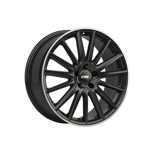 Alu kola CMS C23, 17x7.5 5x112 ET48, černá lesklá + leštěný límec