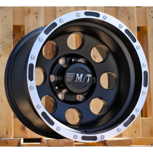 Alu kola Racing Line LU087, 15x10 6x139.7 ET-46, černá matná + leštěný límec