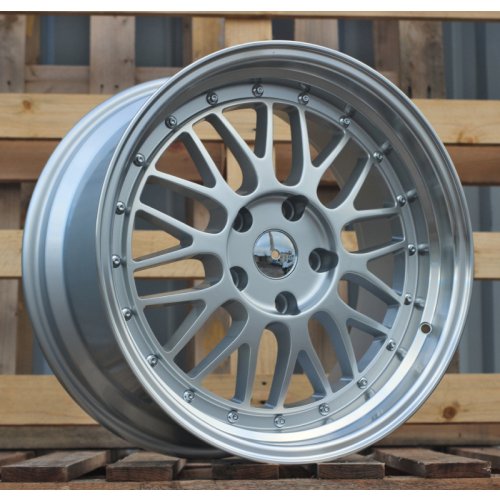 Alu kola Racing Line A1025, 17x7.5 5x120 ET15, stříbrná + leštěný límec