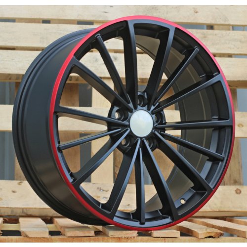 Alu kola Racing Line B5937, 18x7.5 5x112 ET51, černá matná + červený límec