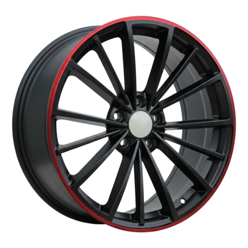 Alu kola Racing Line B5937, 17x7.5 5x112 ET51, černá matná + červený límec