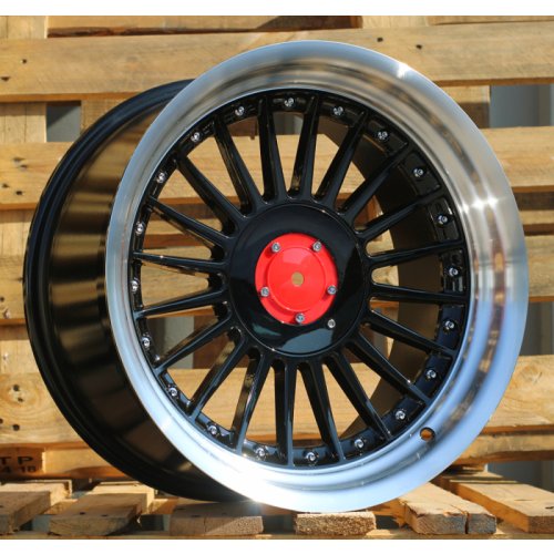 Alu kola Racing Line 7307F, 17x8 5x120 ET20, černá + leštěný límec