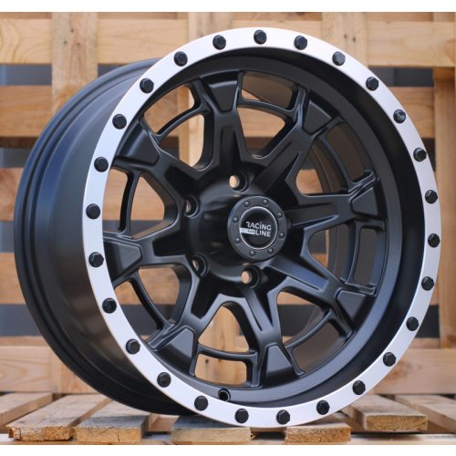 Alu kola Racing Line B5995, 17x9 5x127 ET6, černá matná + leštěný límec