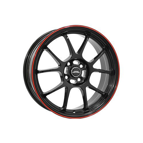 Alu kola INTER ACTION PHOENIX, 16x7 4x98 ET37, černá lesklá s červenou linkou