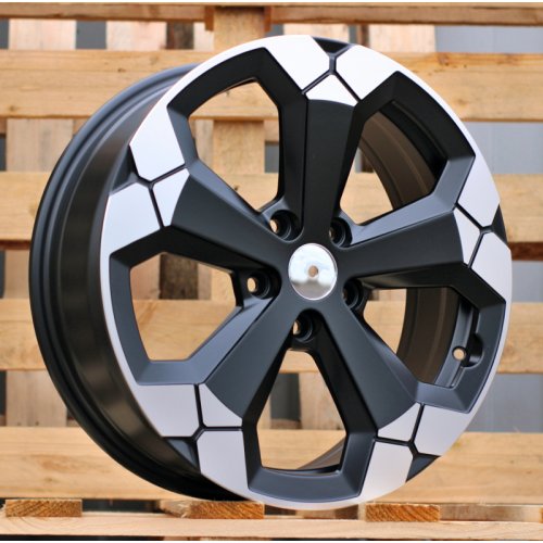 Alu kola Racing Line Y1274, 17x6.5 5x114.3 ET45, černá matná + leštěný límec