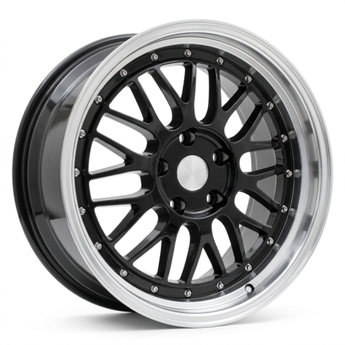 Alu kola Racing Line A1025, 17x7.5 5x120 ET34, černá + leštěný límec