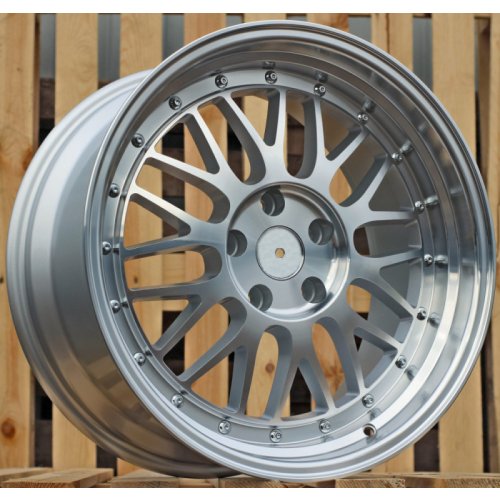 Alu kola Racing Line A1025, 17x8.5 5x120 ET34, stříbrná + leštěný límec