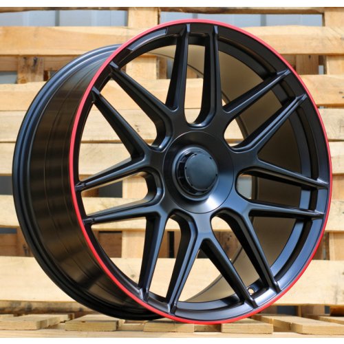 Alu kola Racing Line B5318, 22x10 5x130 ET35, černá matná + červený límec (zátěžová)