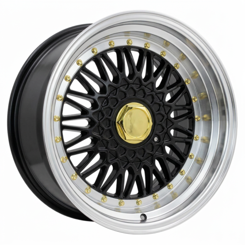 Alu kola Racing Line BY479, 17x7.5 8x100 ET35, černá + leštěný límec