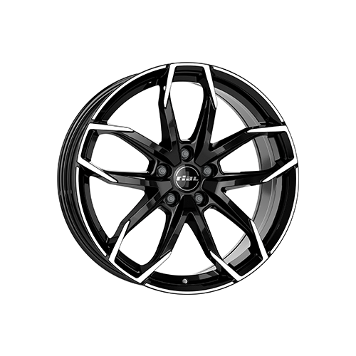 Alu kola RIAL LUCCA, 17x7.5 5x112 ET45, černá lesklá + leštění