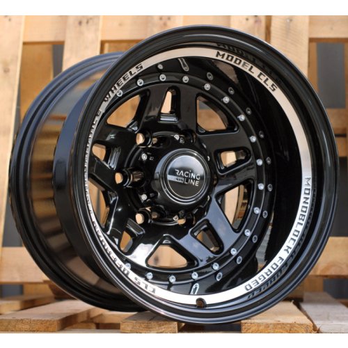 Alu kola Racing Line BK936, 15x10 5x139.7 ET-44, černá + leštění (zátěžová)