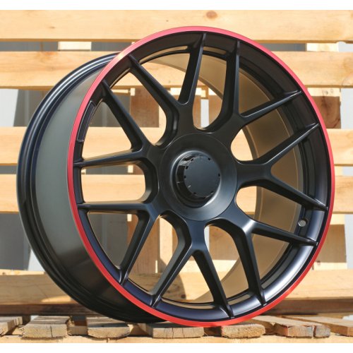 Alu kola Racing Line B1258, 19x8.5 5x112 ET43, černá matná + červený límec