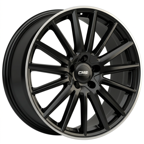 Alu kola CMS C23, 18x8 5x112 ET48, černá lesklá + leštěný límec