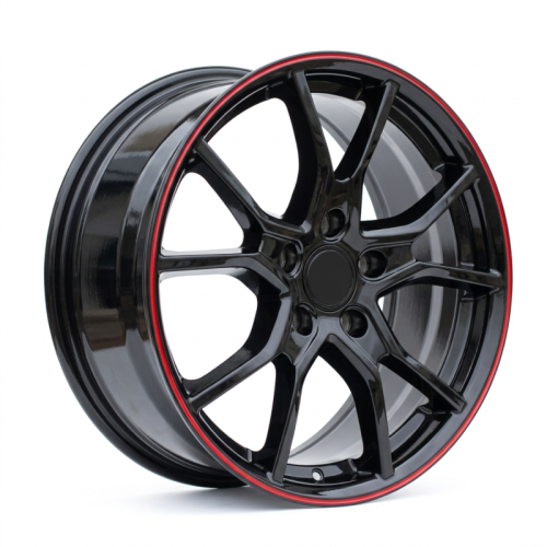 Alu kola Racing Line B1418, 18x8 5x114.3 ET45, černá s červenou linkou